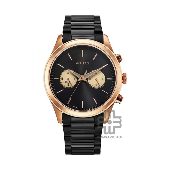 Titan Element 1805KM12 Black Dial Stainless Steel Strap Quartz Men's Watch