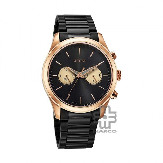 Titan Element 1805KM12 Black Dial Stainless Steel Strap Quartz Men's Watch