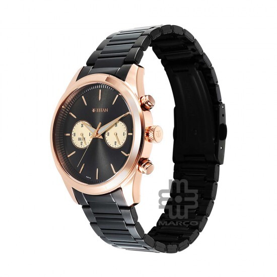 Titan Element 1805KM12 Black Dial Stainless Steel Strap Quartz Men's Watch