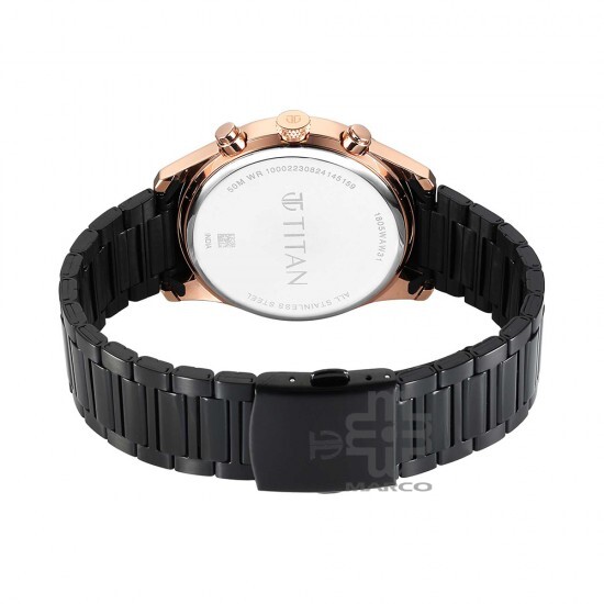 Titan Element 1805KM12 Black Dial Stainless Steel Strap Quartz Men's Watch