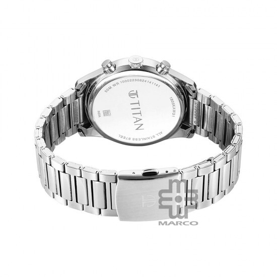 Titan Element 1805KM13 Silver White Dial Stainless Steel Strap Quartz Men's Watch