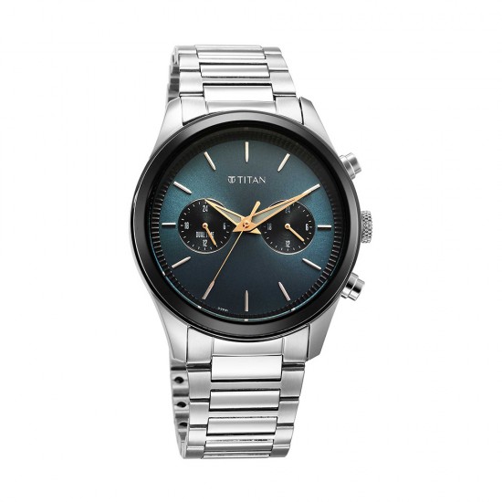 Titan Element 1805KM14 Blue Dial Stainless Steel Strap Quartz Men's Watch