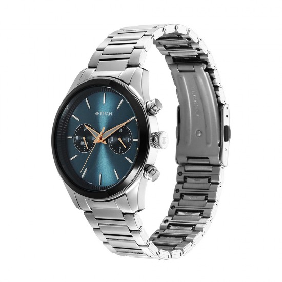 Titan Element 1805KM14 Blue Dial Stainless Steel Strap Quartz Men's Watch