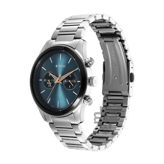 Titan Element 1805KM14 Blue Dial Stainless Steel Strap Quartz Men's Watch