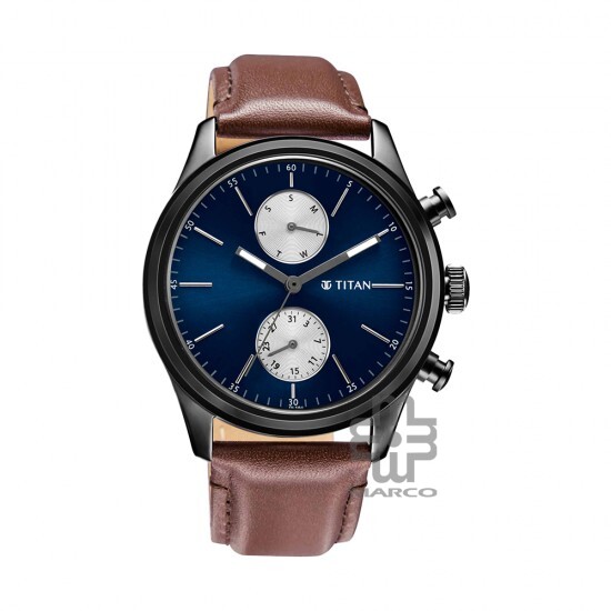 Titan Trendsetter 1805NL03 Midnight Blue Dial Leather Strap Quartz Men's Watch