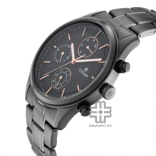 Titan Workwear 1805NM01 Multifunctional Metal Strap with Metallic Accents Quartz Men's Watch