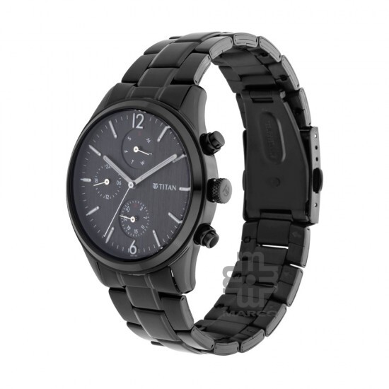 Titan Workwear 1805NM02 Black Dial Multifunction Metal Strap Quartz Men's Watch