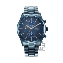 Titan Neo Splash 1805QM01 Blue Dial Multifunction Stainless Steel Strap Quartz Men's Watch