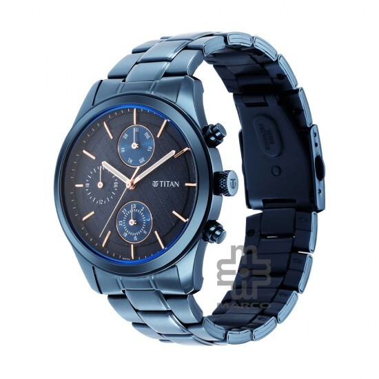 Titan Neo Splash 1805QM01 Blue Dial Multifunction Stainless Steel Strap Quartz Men's Watch