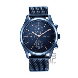 Titan Neo Splash 1805QM02 Blue Dial Multifunction Mesh Strap Quartz Men's Watch