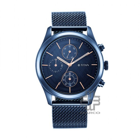 Titan Neo Splash 1805QM02 Blue Dial Multifunction Mesh Strap Quartz Men's Watch