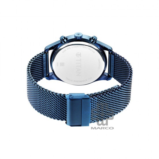 Titan Neo Splash 1805QM02 Blue Dial Multifunction Mesh Strap Quartz Men's Watch