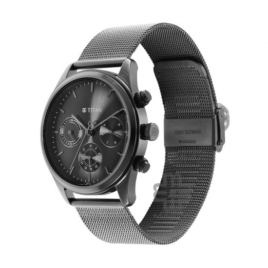 Titan Noir 1805QM03 Anthracite Dial Analog Stainless Steel Strap Quartz Men's Watch