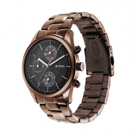 Titan Neo Splash 1805QM04 Black Dial Multifunction Stainless Steel Strap Quartz Men's Watch