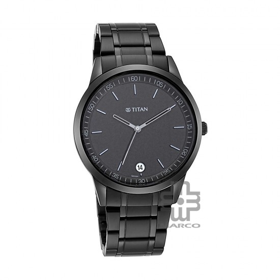 Titan Men's Timeless 1806NM01 Black Dial Metal Strap Men's Watch