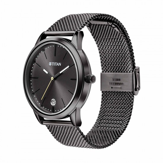 Titan Elmnt 1806QM01 Black Dial Stainless Steel Strap Quartz Men's Watch Titan Elmnt 1806QM01 Black Dial Stainless Steel Strap Quartz Men's Watch