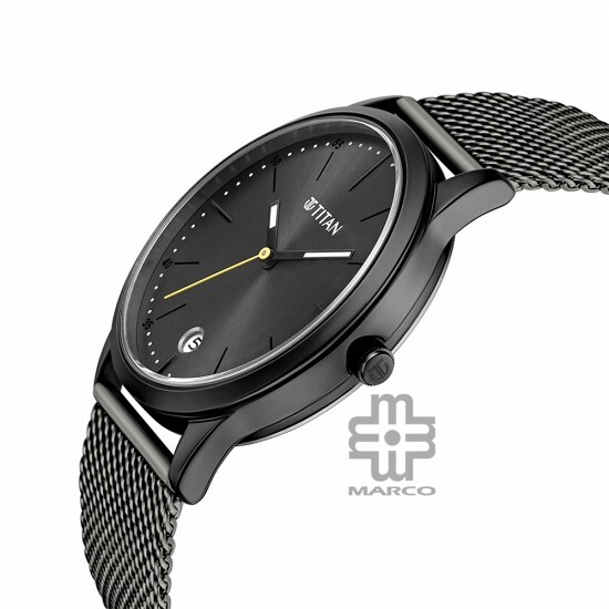 Titan Elmnt 1806QM01 Black Dial Stainless Steel Strap Quartz Men's Watch