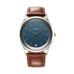Titan Wrist Wit 1806SL12 Blue Dial Leather Strap Quartz Men Watch