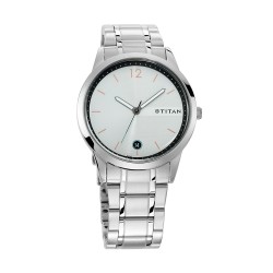 Titan Workwear 1806SM01 White Dial Stainless Steel Strap Quartz Men Watch