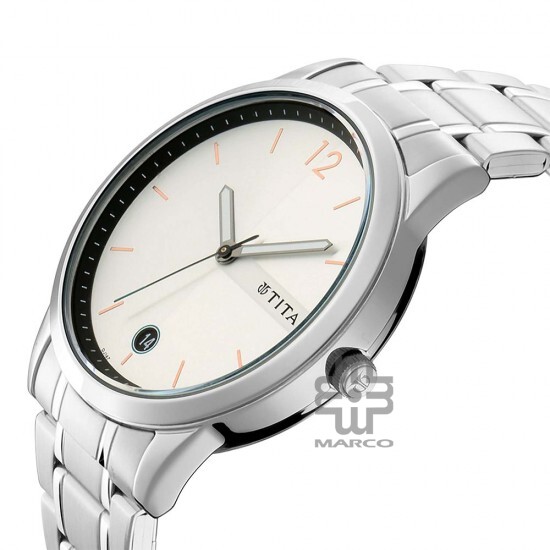 Titan Workwear 1806SM01 White Dial Stainless Steel Strap Quartz Men Watch