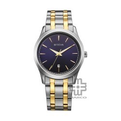 Titan Quartz 1823BM02 Blue Dial Stainless Steel Strap Quartz Men's Watch