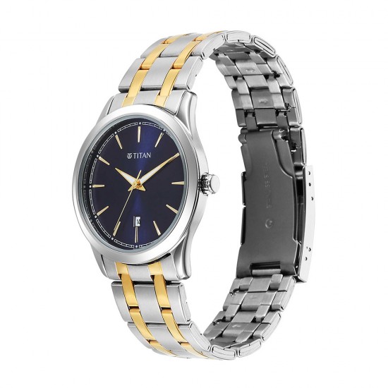 Titan Quartz 1823BM02 Blue Dial Stainless Steel Strap Quartz Men's Watch