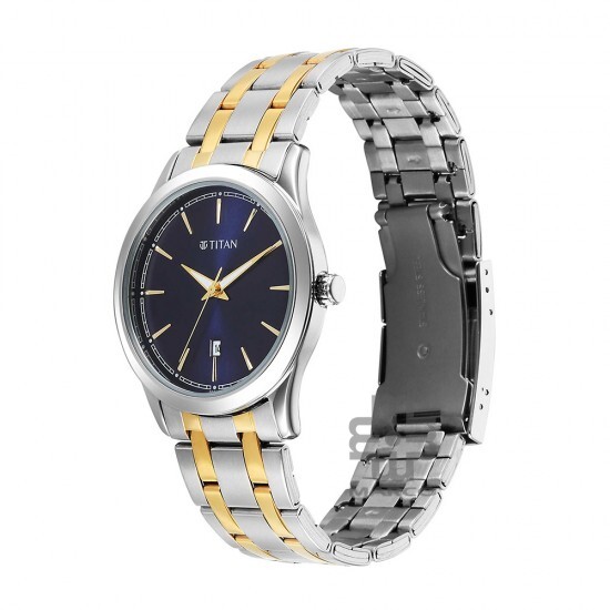Titan Quartz 1823BM02 Blue Dial Stainless Steel Strap Quartz Men's Watch