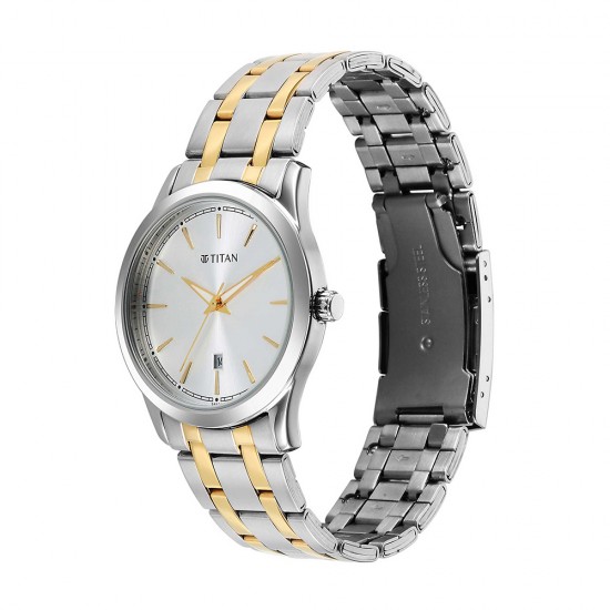 Titan Quartz 1823BM03 Silver Dial Stainless Steel Strap Quartz Men's Watch