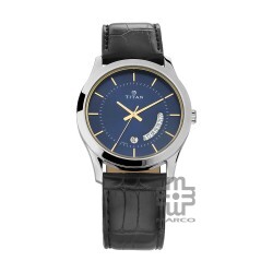 Titan Quartz 1823SL01 Blue Dial Leather Strap Men Watch