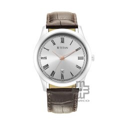 Titan Trendsetter 1823SL02 White Dial Leather Strap Quartz Men's Watch