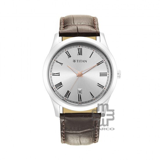 Titan Trendsetter 1823SL02 White Dial Leather Strap Quartz Men's Watch