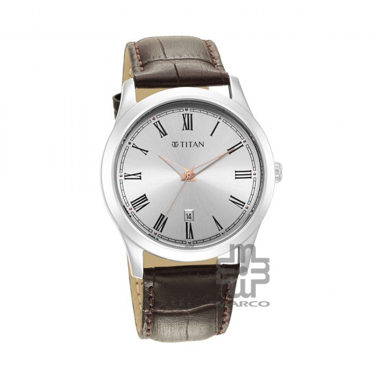 Titan Trendsetter 1823SL02 White Dial Leather Strap Quartz Men's Watch