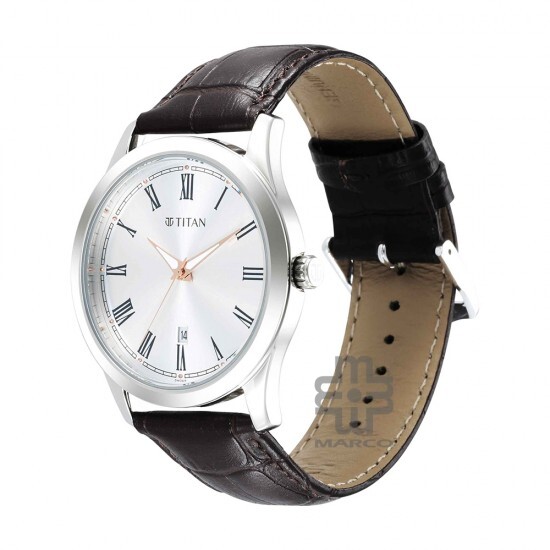 Titan Trendsetter 1823SL02 White Dial Leather Strap Quartz Men's Watch