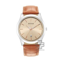Titan Trendsetters 1823SL04 Light Rose Gold Dial Leather Strap Quartz Men's Watch