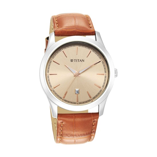Titan Trendsetters 1823SL04 Light Rose Gold Dial Leather Strap Quartz Men's Watch Titan Trendsetters 1823SL04 Light Rose Gold Dial Leather Strap Quartz Men's Watch