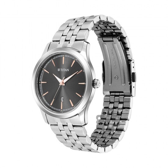 Titan Trendsetters 1823SM01 Anthracite Dial Stainless Steel Strap Men Watch