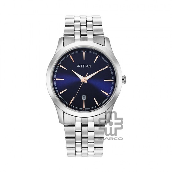 Titan Trendsetters 1823SM02 Blue Dial Stainless Steel Strap Quartz Men's Watch