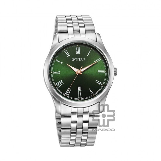 Titan Urban 1823SM04 Green Dial Stainless Steel Strap Quartz Men's Watch
