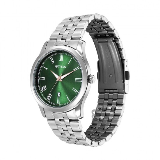 Titan Urban 1823SM04 Green Dial Stainless Steel Strap Quartz Men's Watch