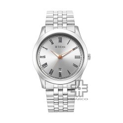 Titan Urban 1823SM05 Silver White Dial Metal Strap Quartz Men's Watch