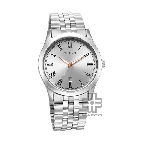 Titan Urban 1823SM05 Silver White Dial Metal Strap Quartz Men's Watch