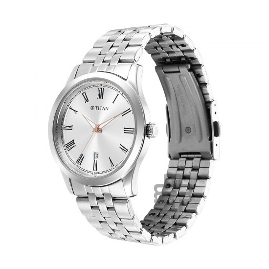 Titan Urban 1823SM05 Silver White Dial Metal Strap Quartz Men's Watch