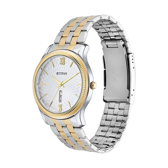 Titan Karishma 1824BM02 White Dial Metal Strap Quartz Men's Watch