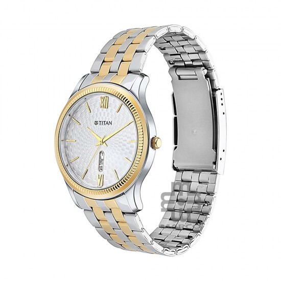 Titan Karishma 1824BM02 White Dial Metal Strap Quartz Men's Watch