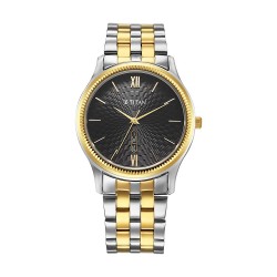 Titan Quartz 1824BM04 Black Dial Stainless Steel Strap Quartz Men's Watch
