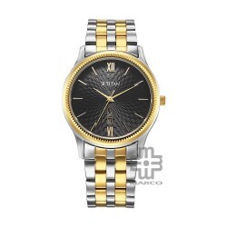 Titan Quartz 1824BM04 Black Dial Stainless Steel Strap Quartz Men's Watch