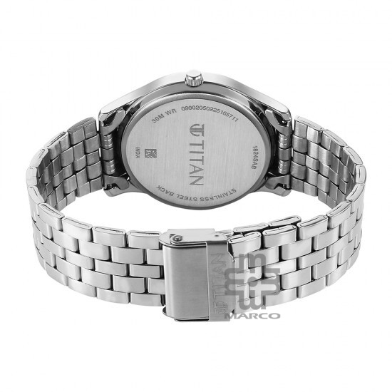 Titan Quartz 1824SM01 Black Dial Stainless Steel Strap Quartz Men's Watch