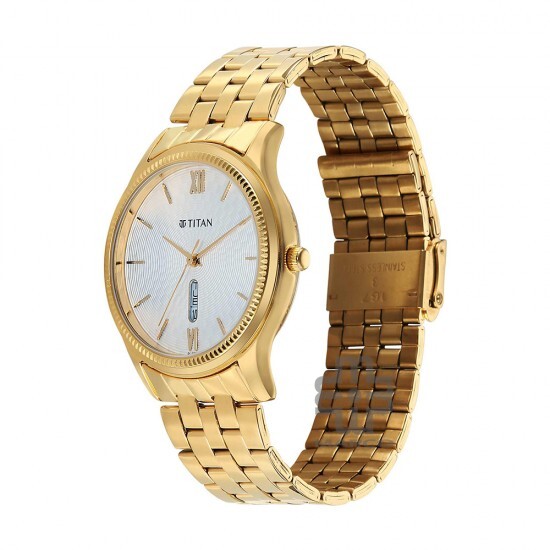 Titan Quartz 1824YM03 White Dial Stainless Steel Strap Quartz Men's Watch