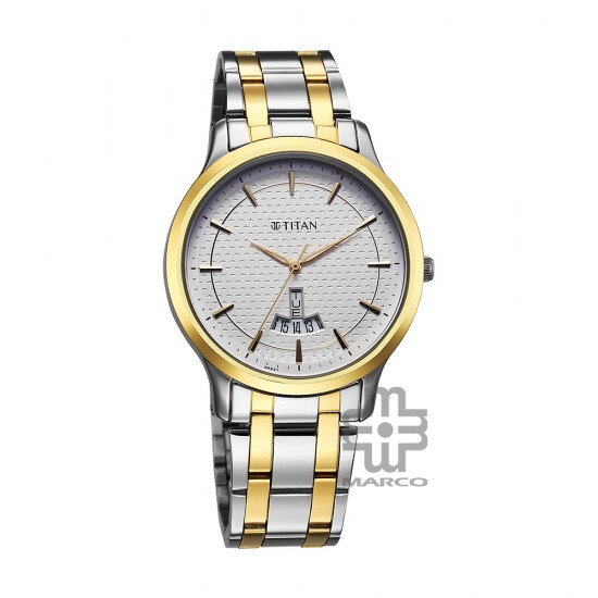 Titan Quartz 1825BM02 White Dial Metal Strap Men Watch