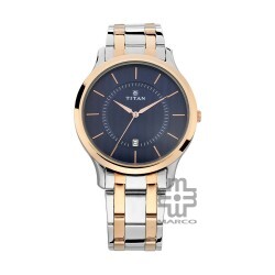 Titan Quartz 1825KM01 Blue Dial Stainless Steel Strap Quartz Men's Watch